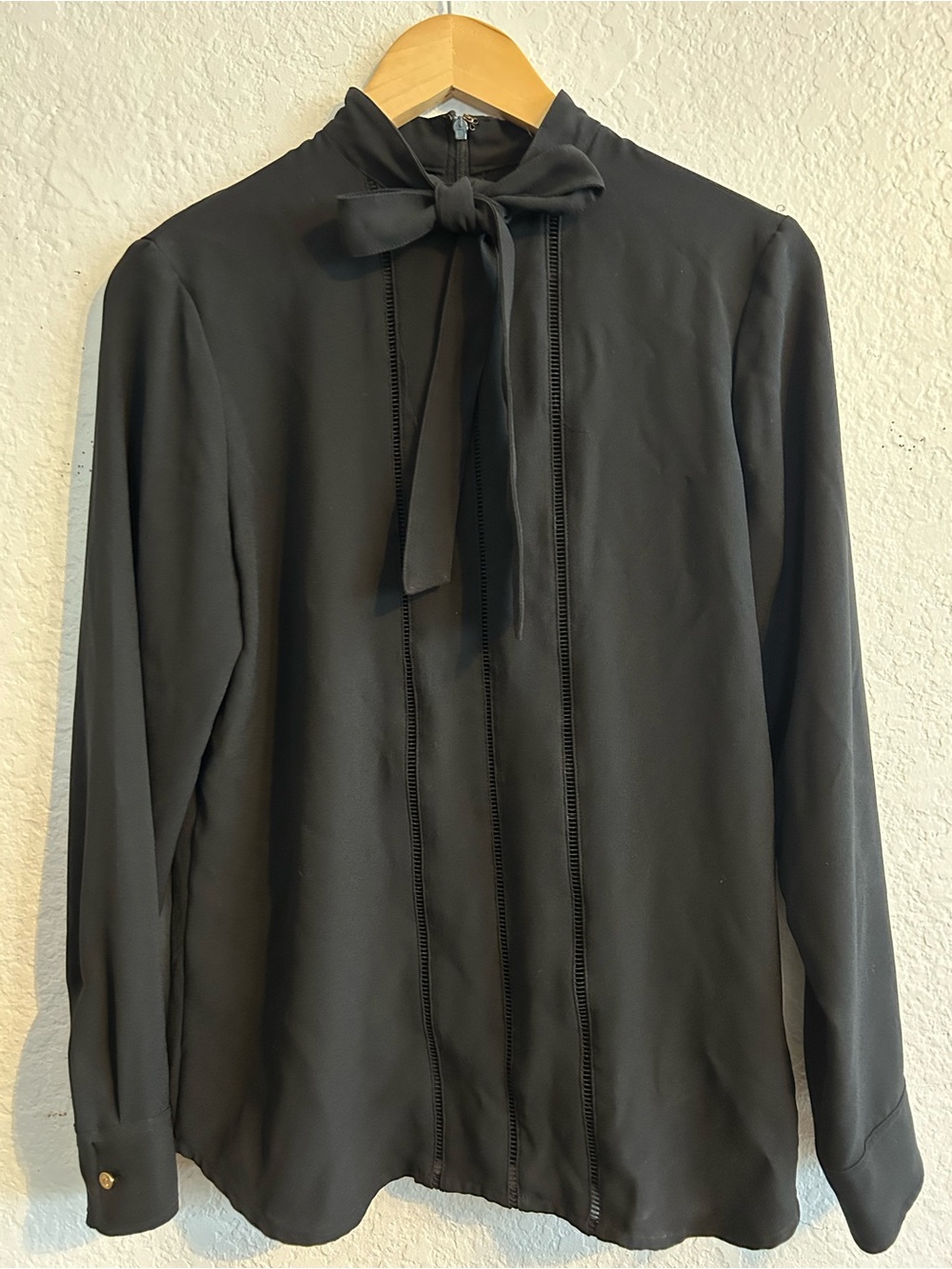 Ralph Lauren Black Tie-Neck Long-Sleeve Blouse